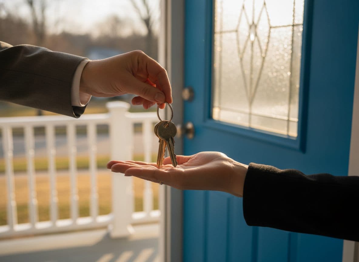 A couple being handed the keys to their new home