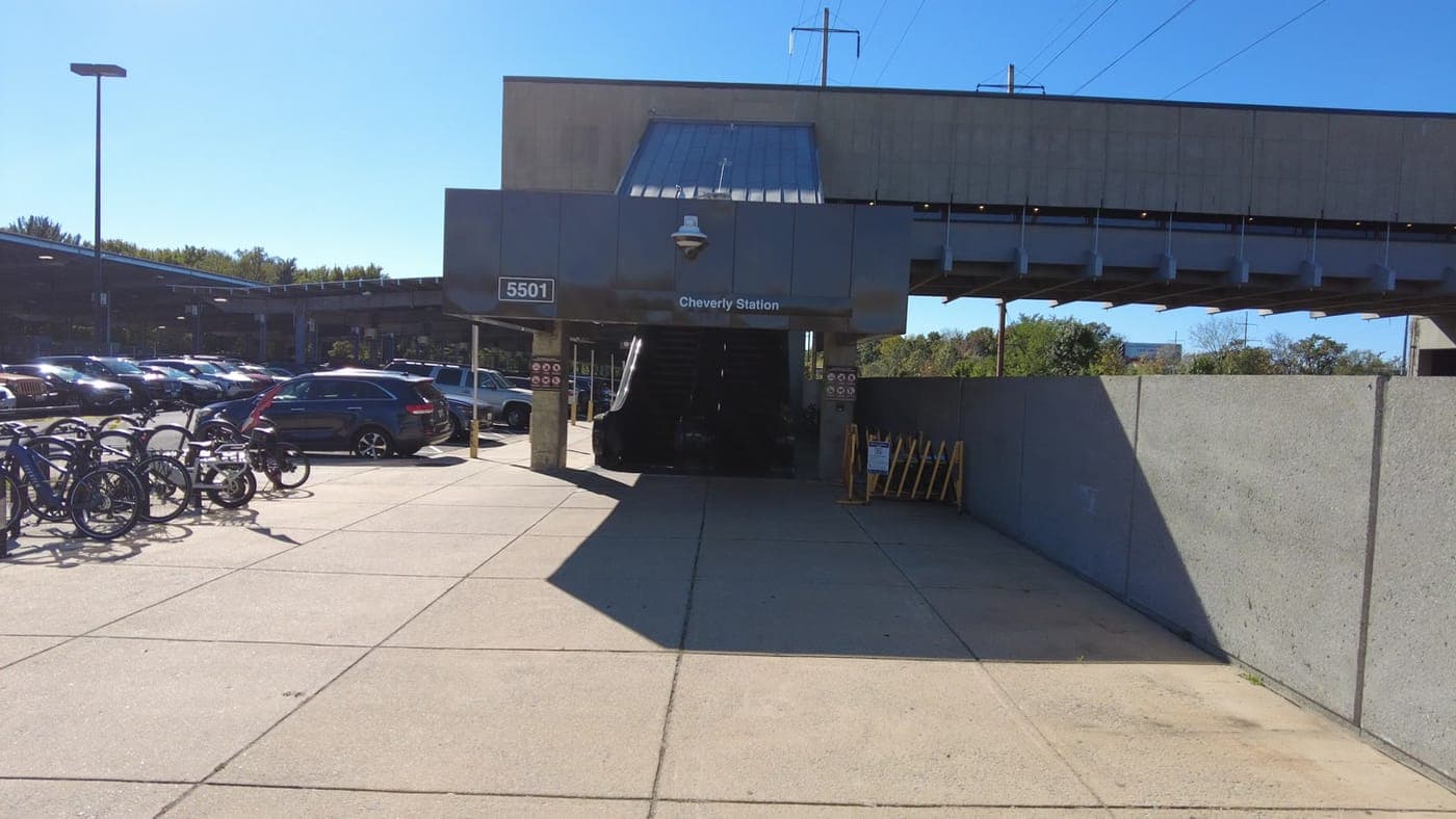 The entrance to the Cheverly Metro station